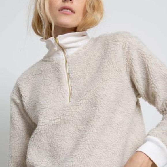 DONNI Tops - Donni Sherpa Half Zip - Creme - S - NWT
